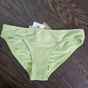 NWT Billabong Womens Lime Green Ribbed Low Rise Bikini Bottom